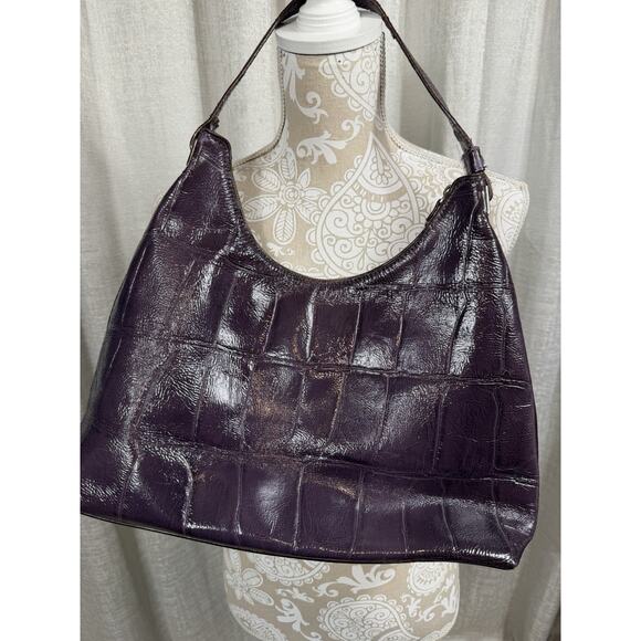 Kate Spade Purple Croc-Embossed Leather Shoulder Bag Hobo - Picture 3 of 11